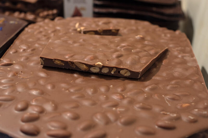 Huge chocolate bar with hazelnuts