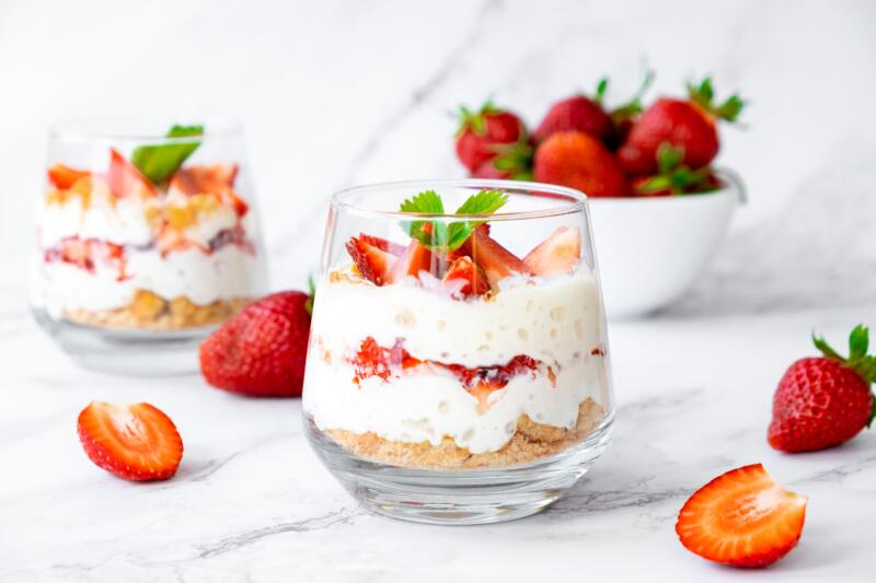 Strawberry dessert in a glass