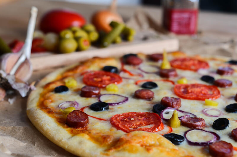 Well cooked pizza on a table