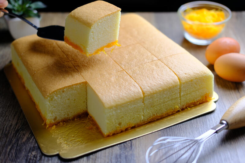 Very tender cake, sliced