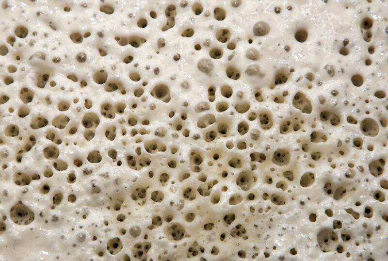 The texture of leavening dough close-up