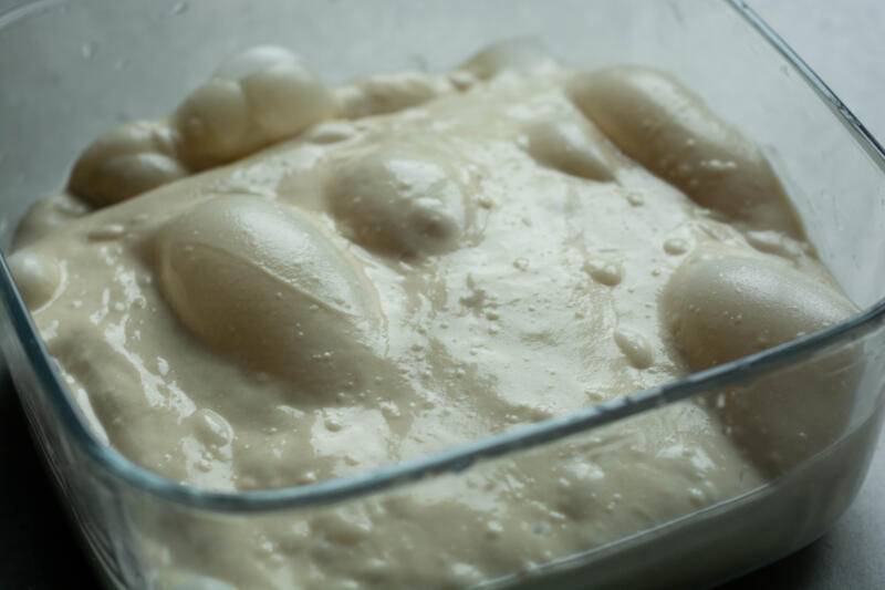 Rising dough in a container