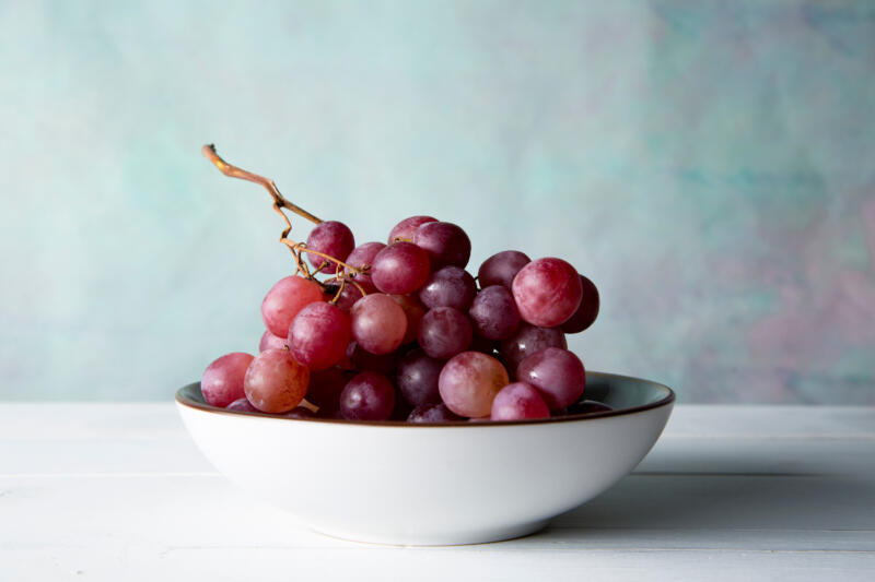 Red grapes in a plate