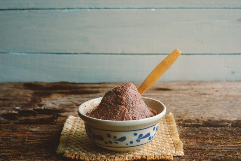 Shrimp paste in a bowl on a table