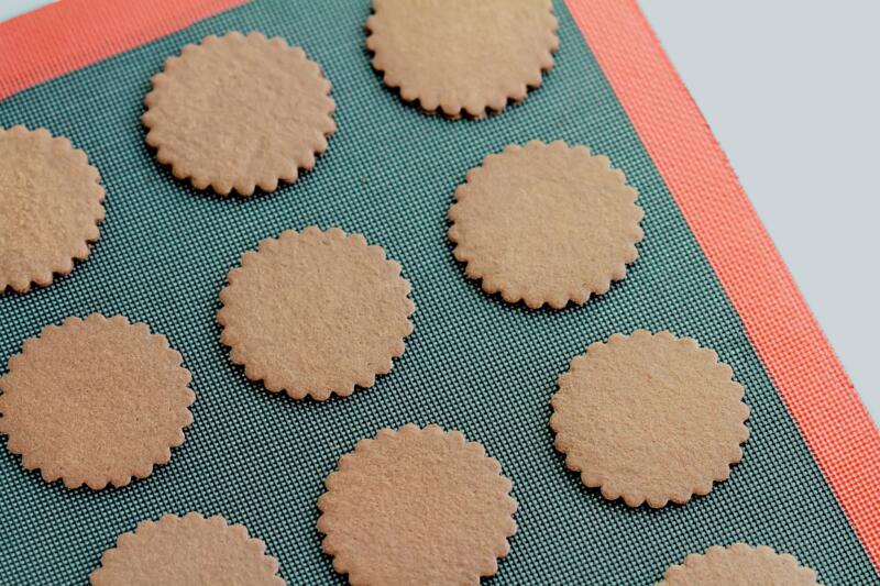 Chocolate shortbread on a silicone baking mat