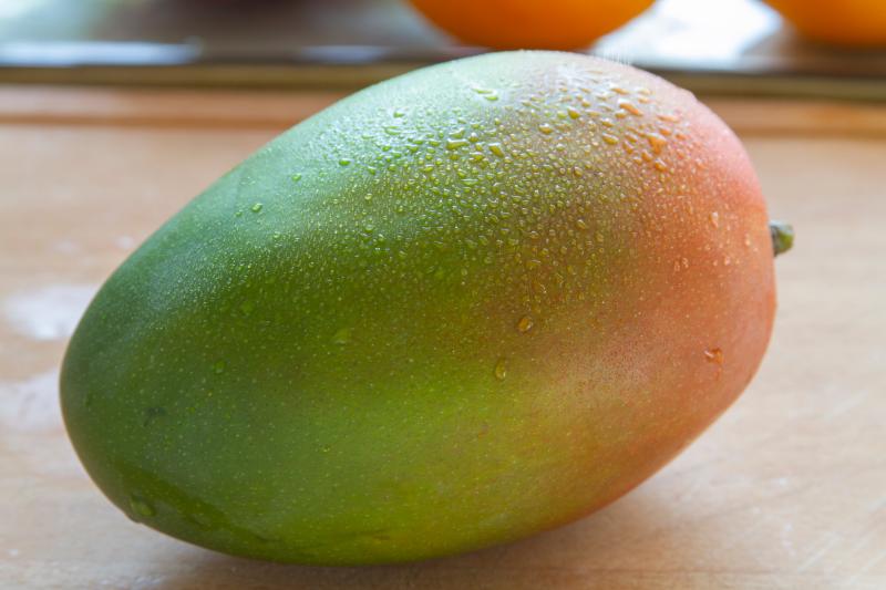 Haden mango variety on a table